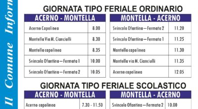 ORARI TRASPORTO PUBBLICO LOCALE ACERNO – MONTELLA